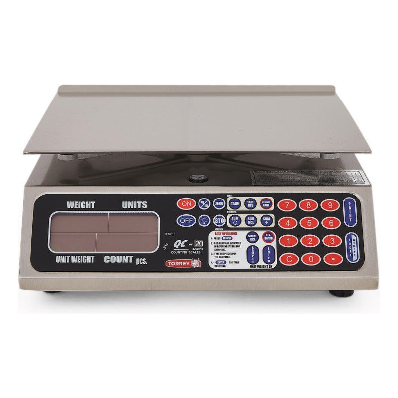Báscula Contadora Torrey Acero Inoxidable Qc-20 Kg Lcd 35.5cm X 29.2cm
