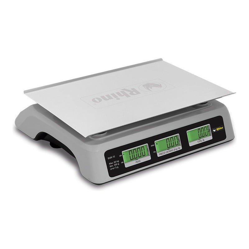 Báscula Comercial Digital 60 Kg Rhino Bar-10 + Cable Usb Gris