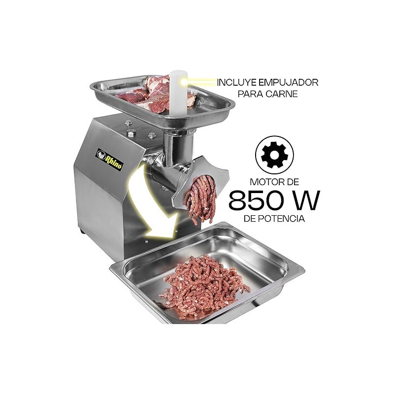 Molino Para Carne 1 Hp Marca Rhino Moca-12 Acero Inoxidable