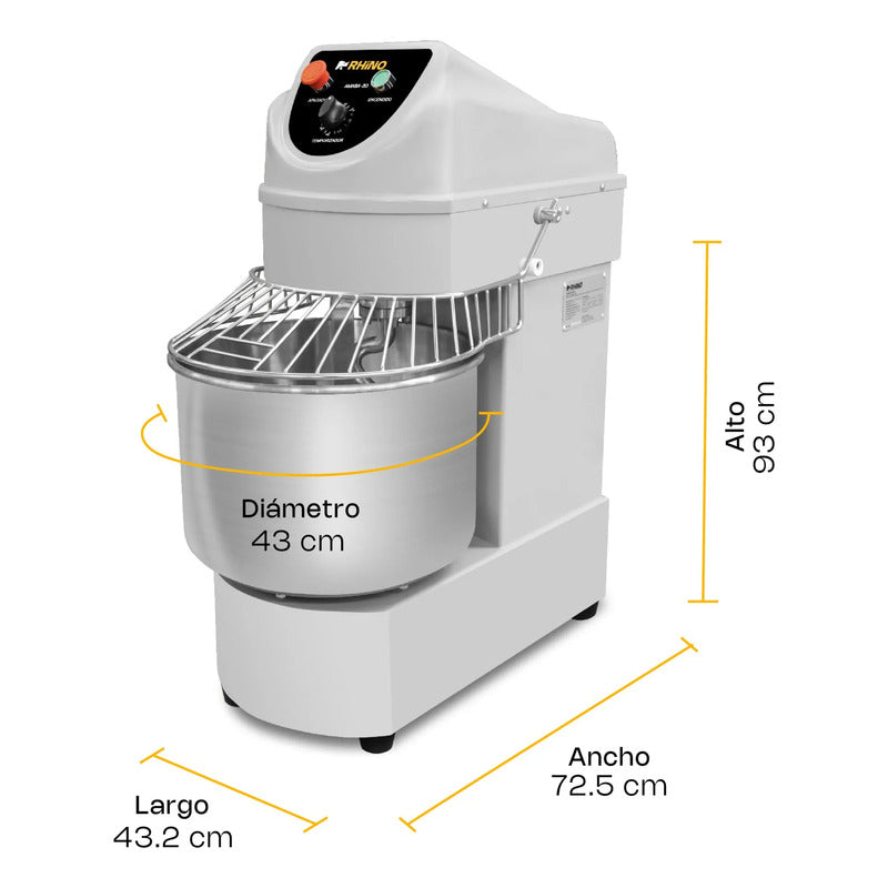 Amasadora Comercial Rhino Amasa-30 Lts 2hp Capacidad 13kg