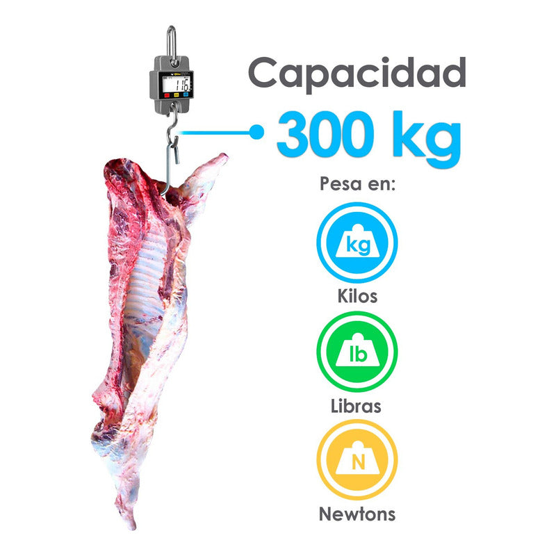 Báscula Comercial Digital Colgante Rhino Bac-300 300kg Gris Gris