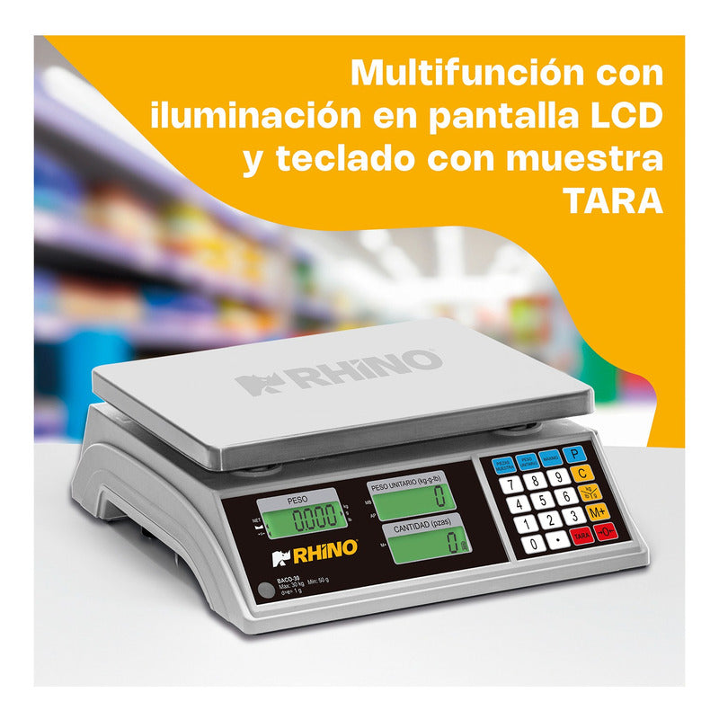 Báscula Contadora Digital Rhino Baco-30 Kg 28 cm X 23.5 cm