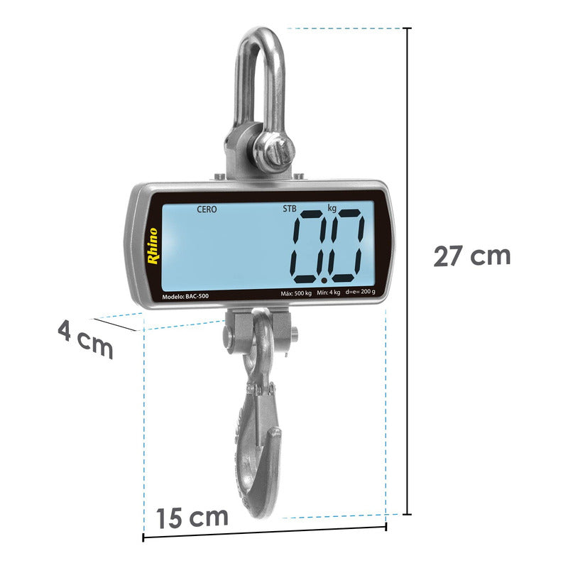 Báscula Comercial Digital Colgante Rhino Bac-500 500kg