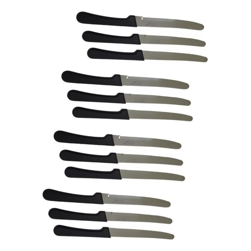 Cuchillo De Fruta/pan Acero Inoxidable Tramontina (12 Pzas) Negro