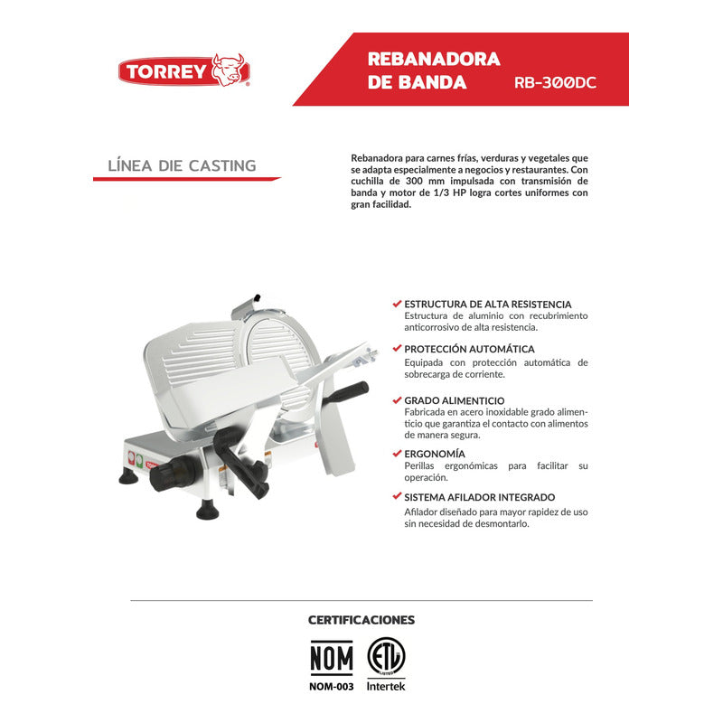 Rebanadora Torrey Para Carnes Frías Rb-300dc Gris