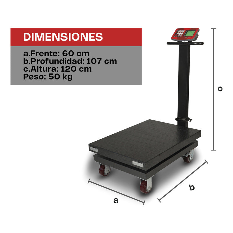 Báscula Plataforma Plegable Vinson 800kg/500g Baple-800 Rojo