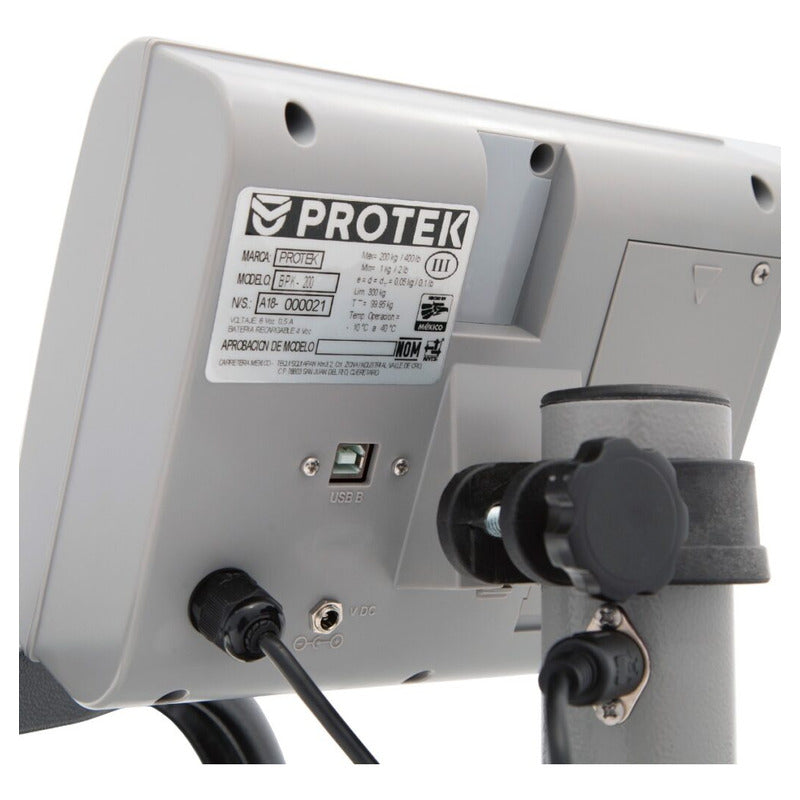 Báscula Comercial Digital Protek Bpk-200 Kg Con Mástil 38 Cm X 48 Cm