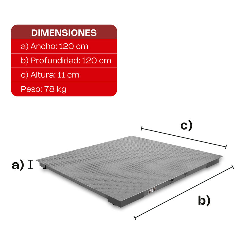 Báscula Industrial Digital Advance Baper-12 1500kg 1.2x1.2m Gris