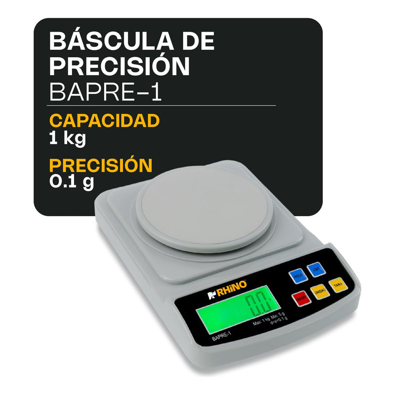 Báscula De Precisión Digital Rhino Bapre1 1kg/0.1g Precisión Gris