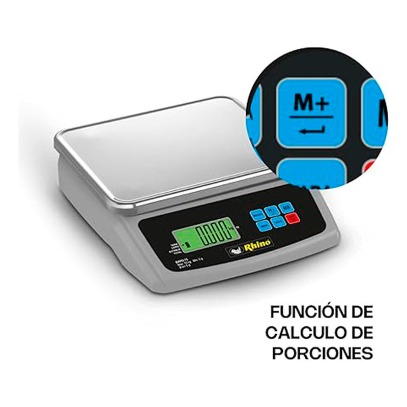 Báscula Electrónica Porcionadora Rhino 15kg/5g Bapo-15 5g  Aluminio
