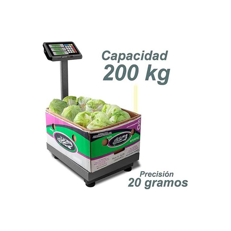 Báscula Electrónica De Plataforma 200 Kg Rhino Bapca-200 Color Negro