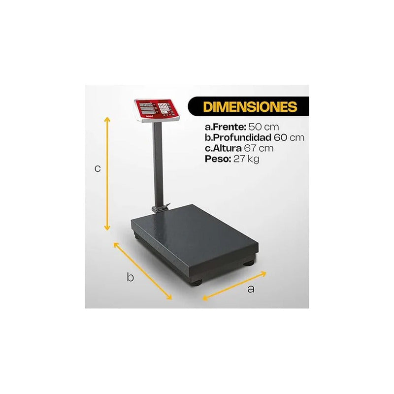Báscula Digital Comercial Advance Rh 400kg Plataforma Acero Pantalla Led Negro