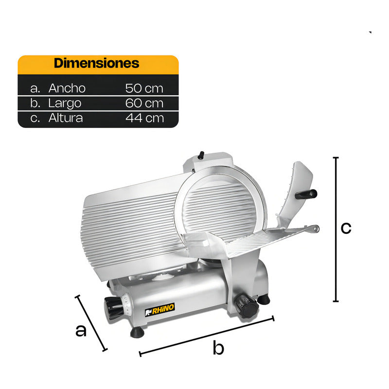 Rebanadora Jamon Marca Rhino Cuchilla De 300mm Color Gris Plata