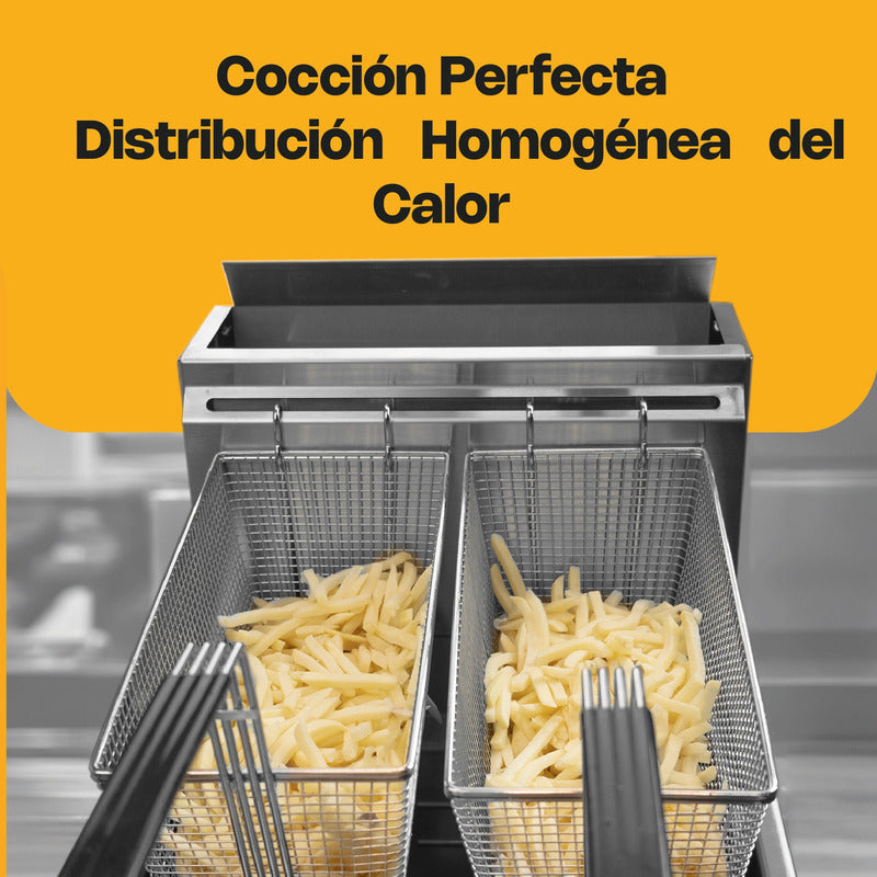 Freidora Industrial De Gas Natural Rhino® 24 Litros A. Inox Gris