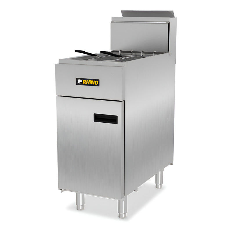 Freidora Industrial De Gas Natural Rhino® 24 Litros A. Inox Gris