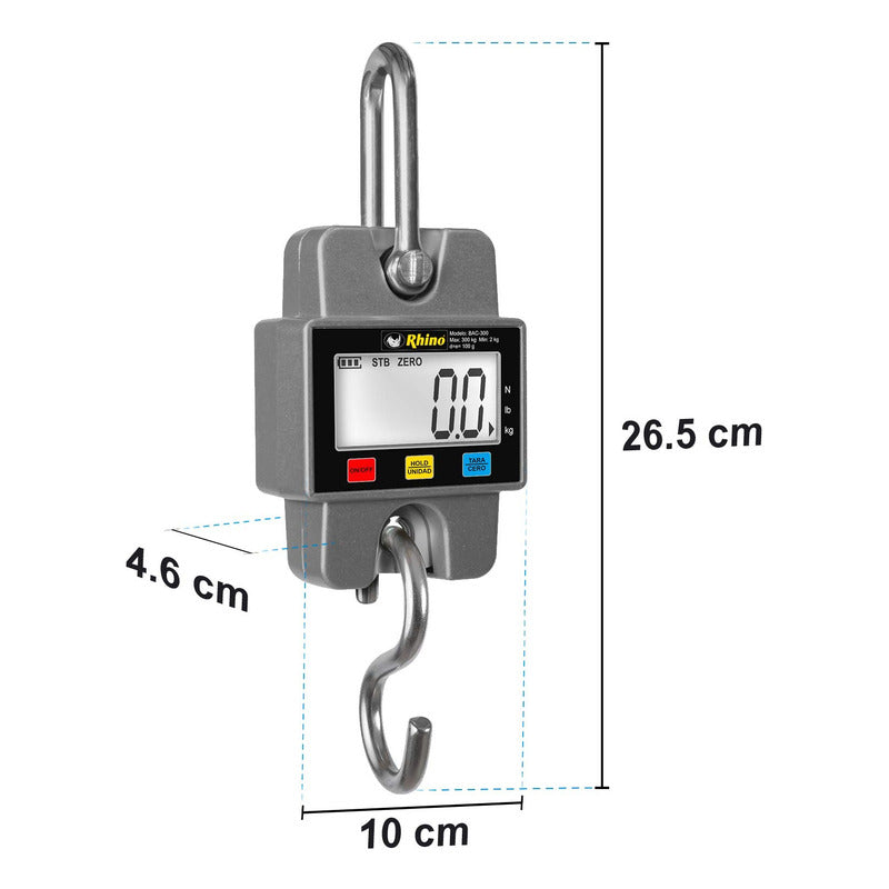 Báscula Comercial Digital Colgante Rhino Bac-300 300kg Gris Gris