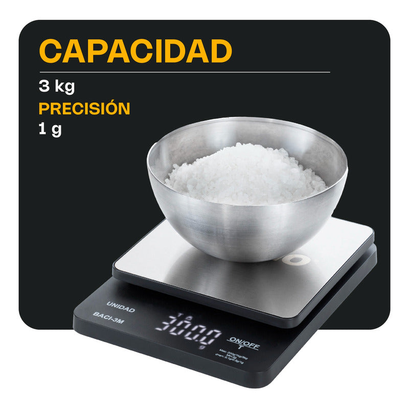 Báscula Digital De Precisión De 0.1 G Con Capacidad De 3 Kg Negro 3 Kg