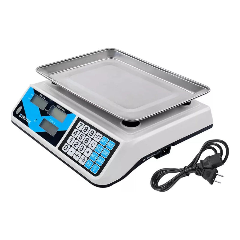 Báscula Comercial Digital Protek Bpk-40p 40 Kg 110 Vca Blanco/azul/negro