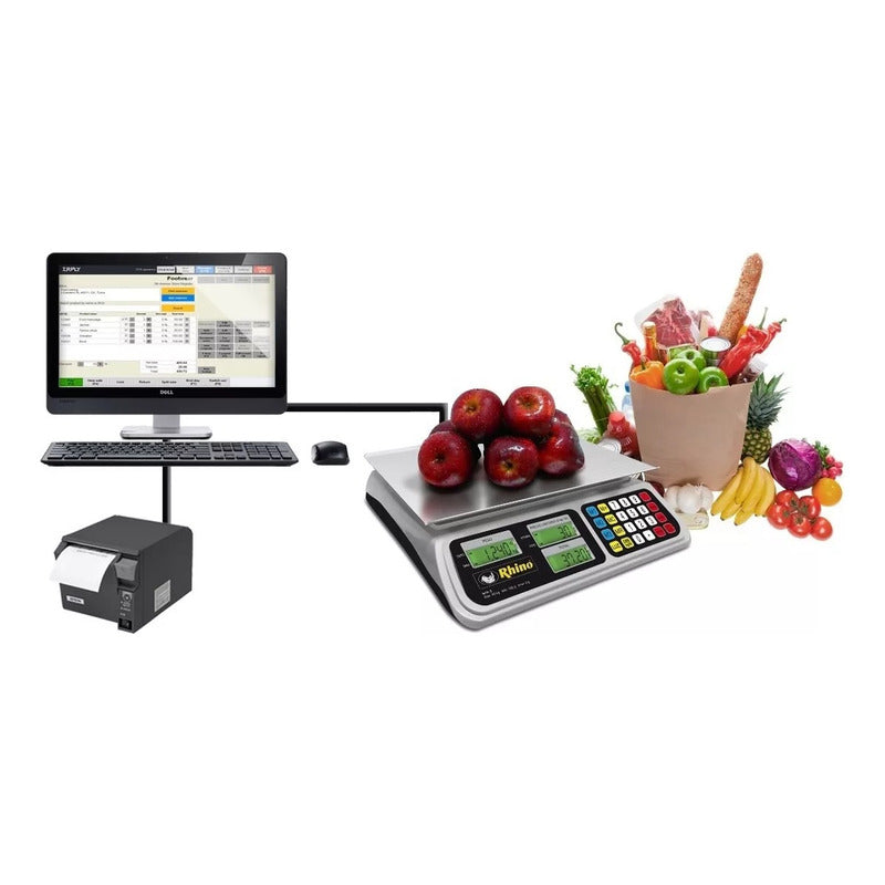 Báscula Digital 40kg Rhino Bar8-rs Conexion A Pc Cable Inc. Gris