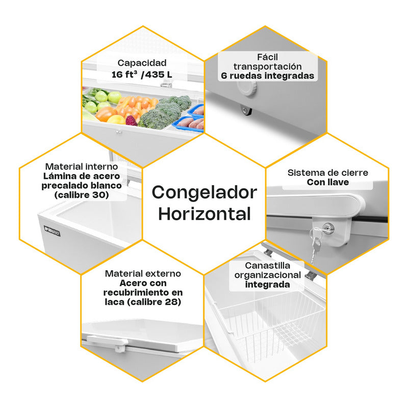 Congelador Horizontal Rhino Congeco-16 Pies Temp Dual Reyfri Blanco