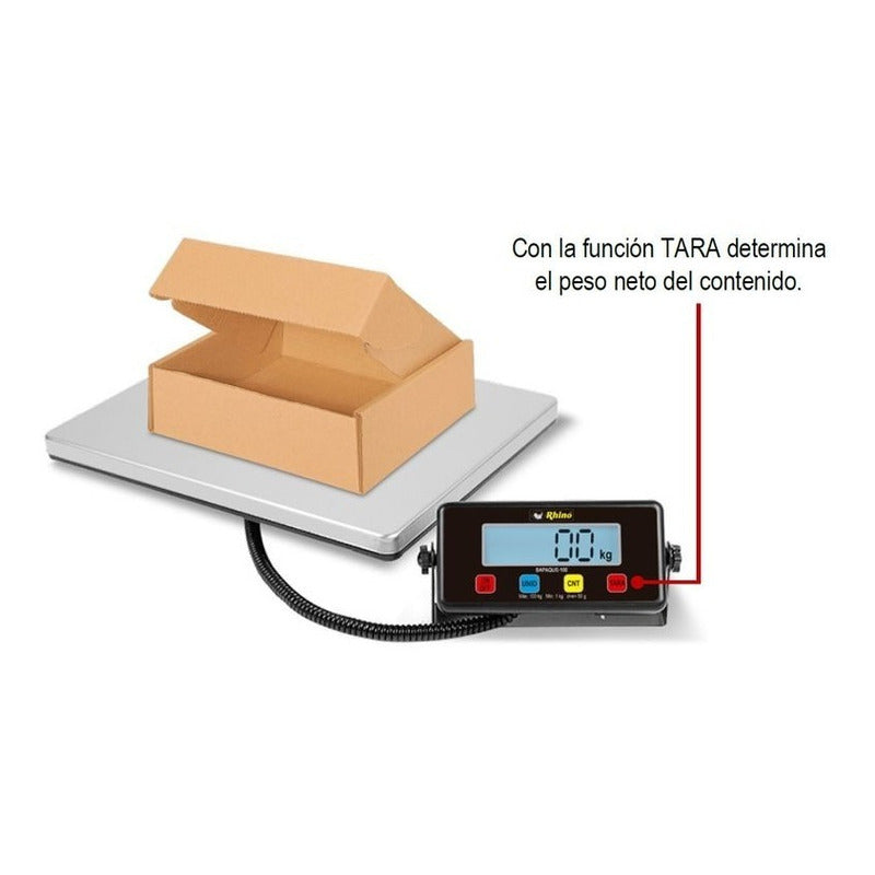 Bascula Digital Rhino Plataforma Paqueteria Bapaque-100 Kg Color Gris Peso Máximo Soportado 100 Kg Negro