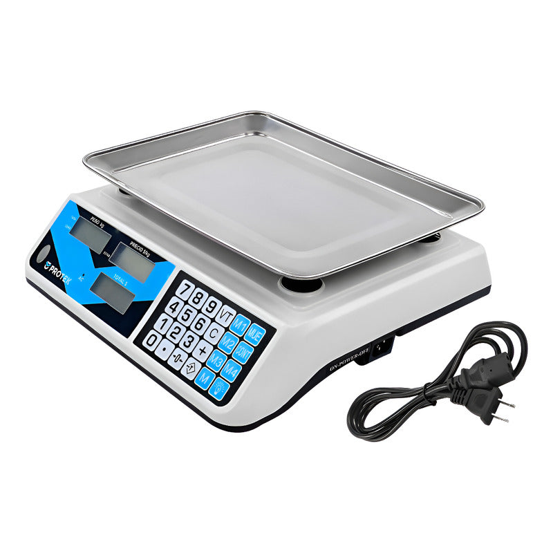 Báscula Digital Comercial Protek Bpk-40p 40 Kg Blanco/azul/negro