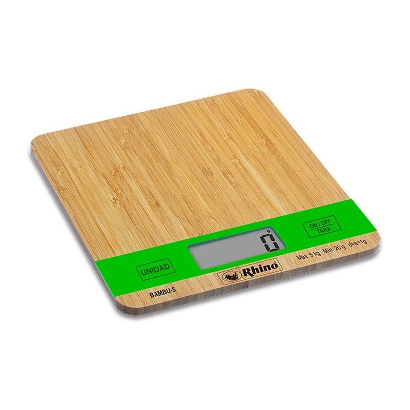 Bascula Digital Rhino Cocina Elegante Bambu5 Kg Precisión 1g Marrón Claro 5 G 5 Kg