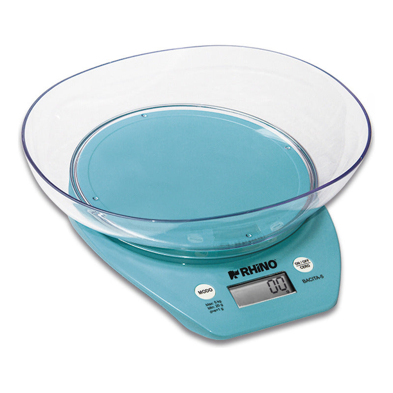 Bascula Gramera De Cocina Electronica 5 Kg Bacita-5 Rhino Color Turquesa