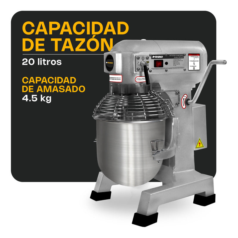 Batidora Planetaria Rhino 27 Litros Bati-30 5.25kg Amasado  - Plata - 60 Hz