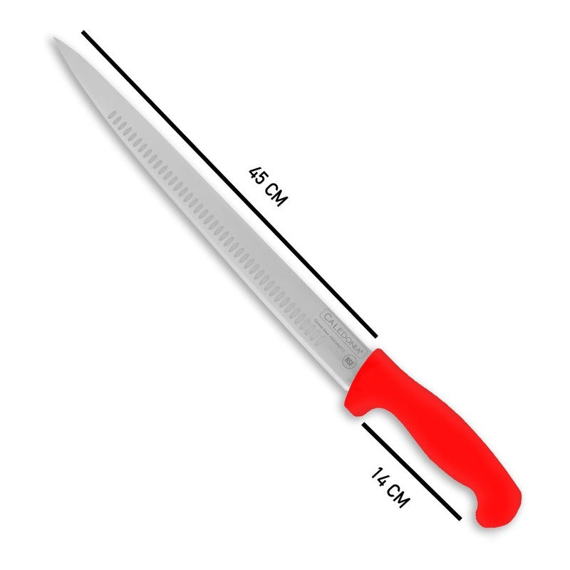 Cuchillo Cecinero 45 Cm Troquelado Caledonia Cace-18r Rojo Rojo