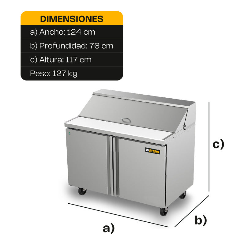 Mesa Refrigerada Bajo Barra Rhino Mersal-48 A.inox 0°c A 4°c