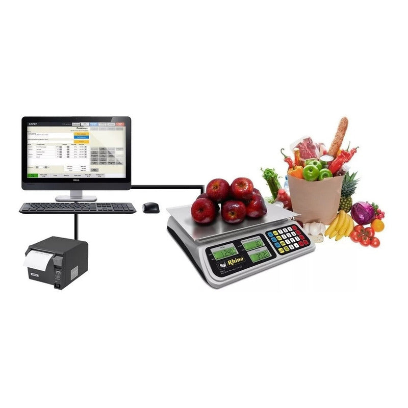 Báscula Digital Para 40kg/2g Precisión Rhino Bar8 Rs Conexión A Pc Usb Gris