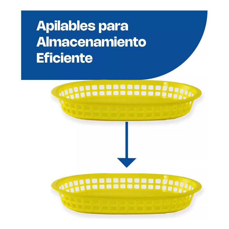 12 Canastillas Plásticas Amarillas Para Comida Camob-a Amarillo