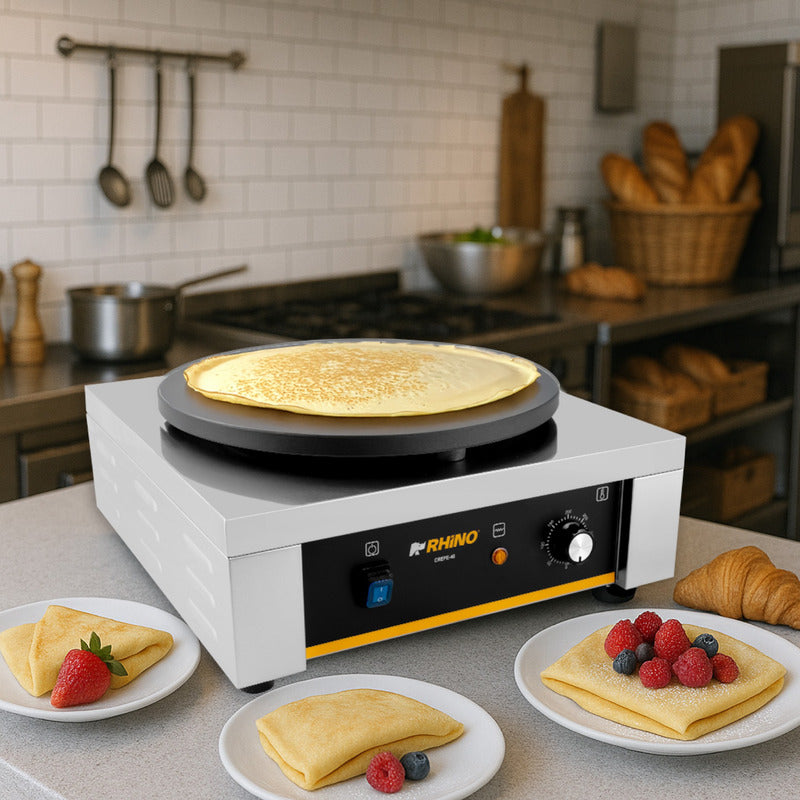 Crepera Eléctrica Rhino Crepe-40 2200w Termostato Ajustable Gris