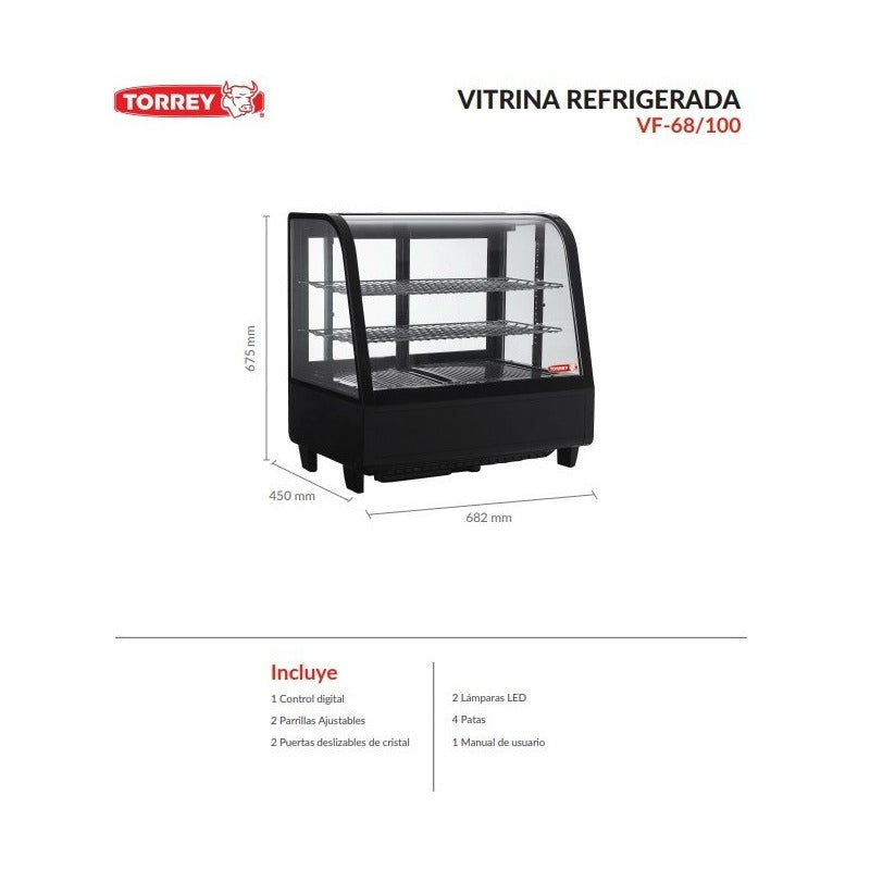 Vitrina Refrigerada Sobremesa Torrey Fria Vf-68 Rbanda Estilo De Vidrio Curvo