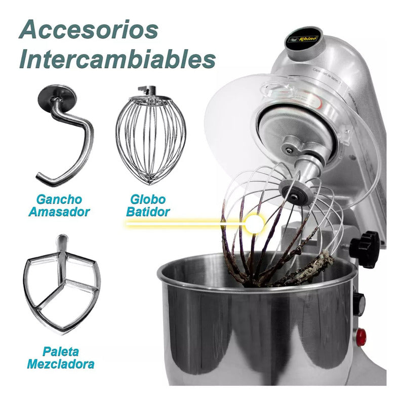 Batidora De Pedestal Industrial Rhino Bati-7 Plata  Plata 60 Hz