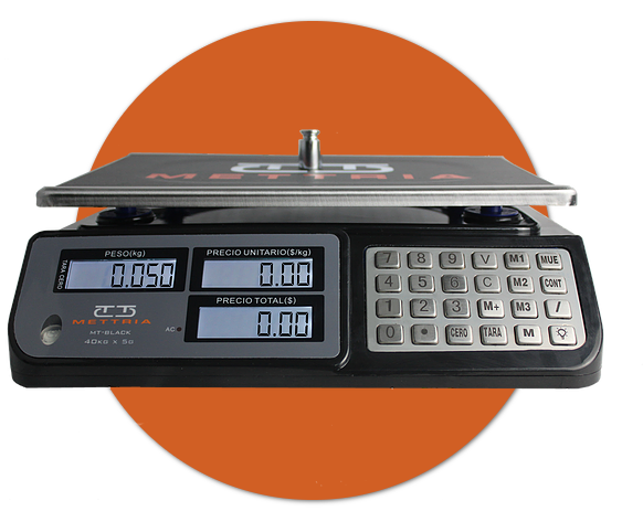 Báscula Digital Comercial MTUV-40 con detector de billetes falsos Mettria  (40Kg x 5 g)